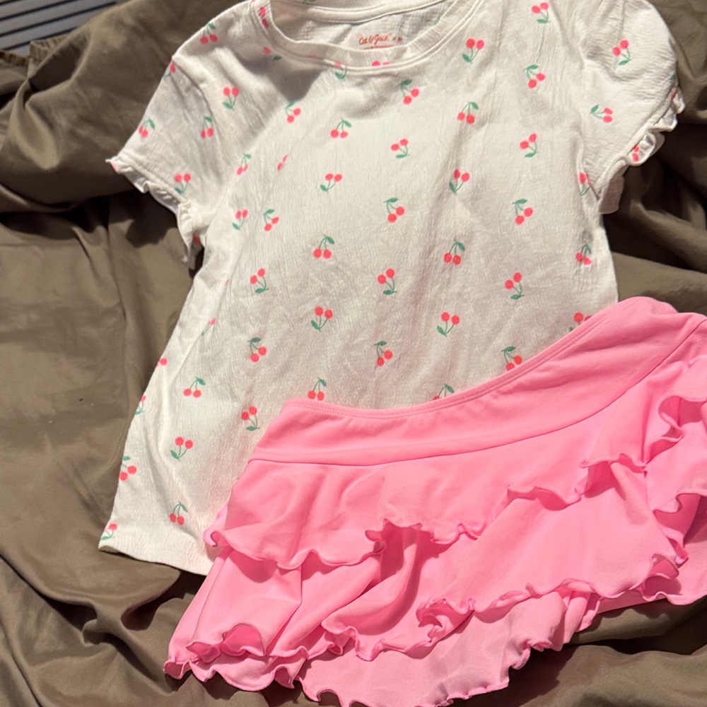 Cat & Jack White and Pink Kids Matching Set